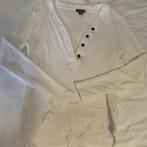 Point Sur Deep V White Bodysuit